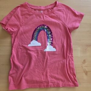 Cat And Jack Pink Sequin Flip Rainbow Kids T-Shirt